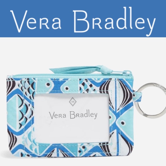 Vera Bradley Zip ID Case in Go Fish Blue - Picture 1 of 5